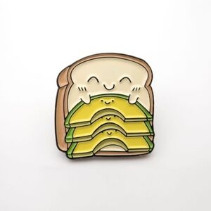 Brand New Sleepy Avocado Toast Enamel Pin Cute Blanket Happy Face Smile Veggie